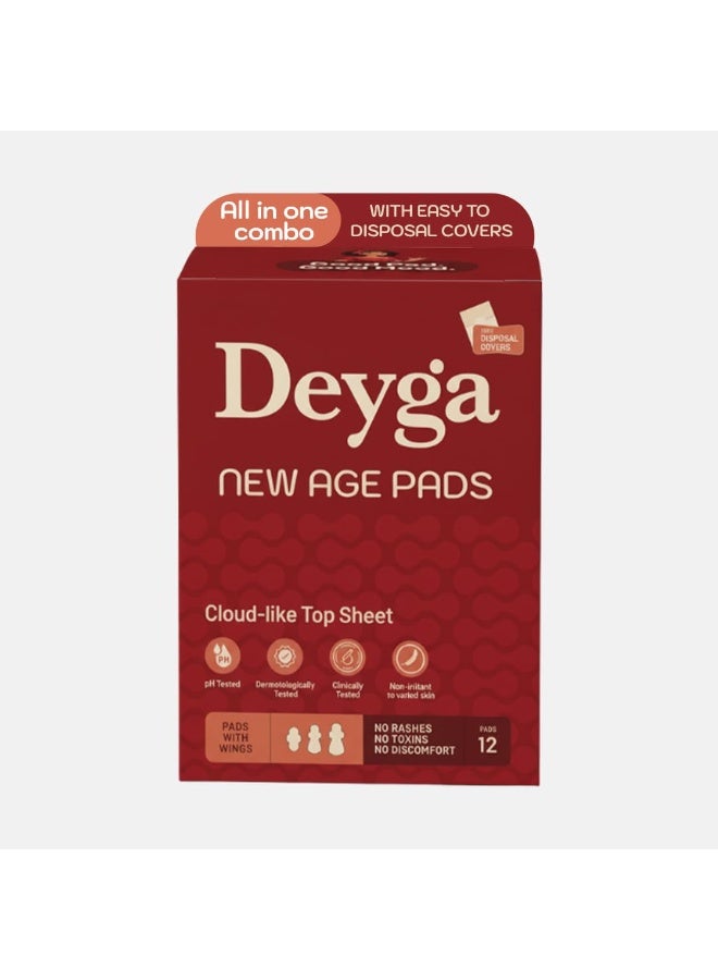 Deyga New Age  12 Pads  | Ultra -thin sanitary pads | Leakproof Wider Back | 4X Absorbency | Rash-Free & Breathable | No Fragrance, Dyes or Chlorine - Image 1